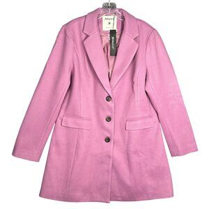 NEW Allegra K Women’s Pink Long Over Coat XL Button Front Jacket Preppy Career